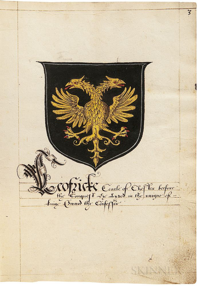 Heraldic Manuscript Illuminated England Late 16th Century Heraldic Manuscript Illuminated