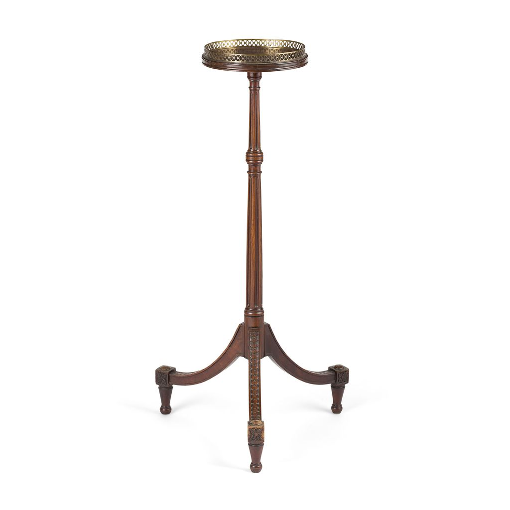 GEORGE III MAHOGANY BRASS MOUNTED HEPPLEWHITE TORCHERE CIRCA 1780 the