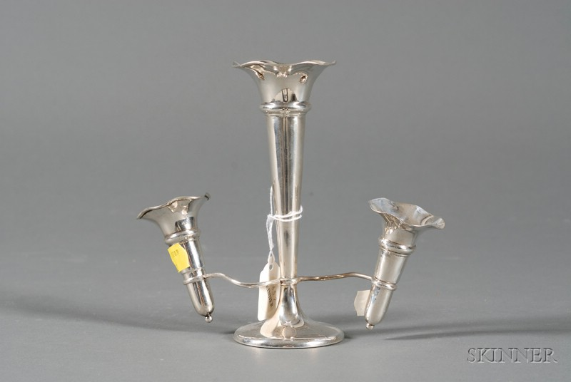 Petite Edward VII Silver Three Vase Epergne Birmingham 1908 maker