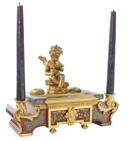 French Louis XV style ormolu mounted tortoise shell desk stand