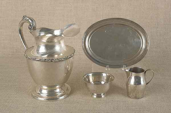 Sterling silver pitcher creamer bowl and tray 43 ozt