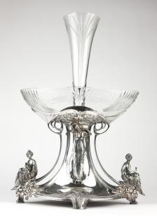 Art Nouveau silver plate cut glass centerpiece Late 19th early