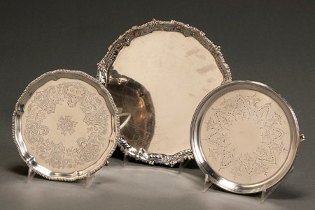 Three George III Silver Waiters The first two probably Richard