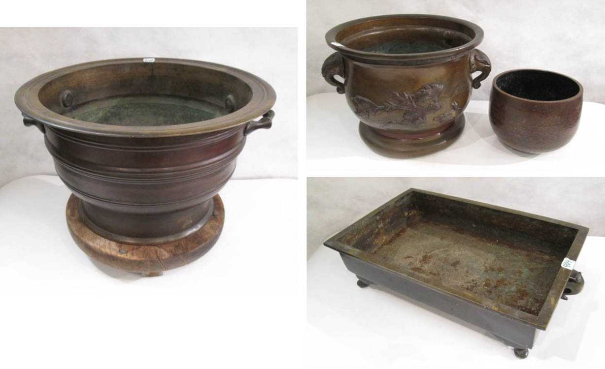 FOUR JAPANESE BRONZE VESSELS Meiji era 1868 1912 including 6