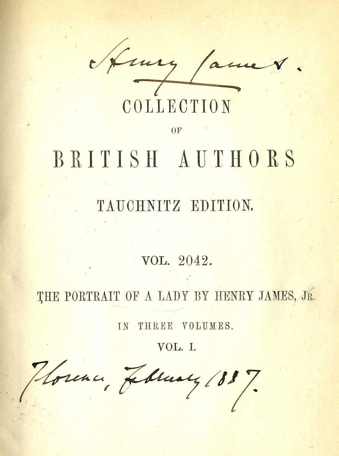 3 vols James Henry The Portrait of a Lady Leipzig