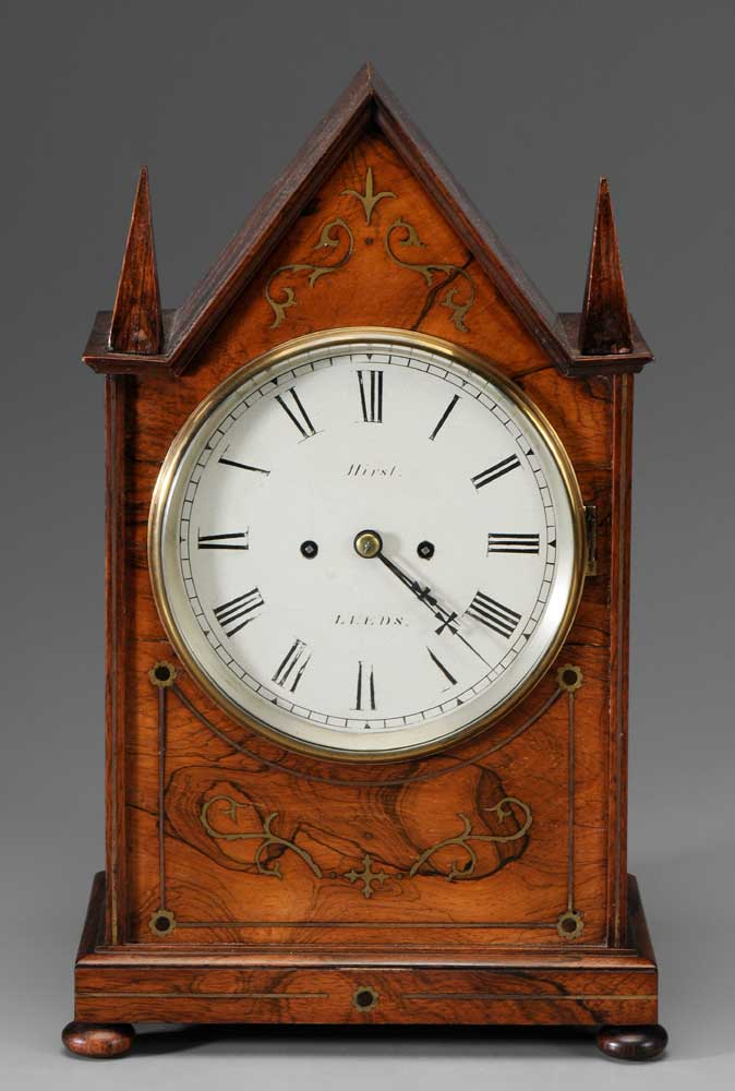 Hirst Gothic Revival Shelf Clock British mid 19th century finely