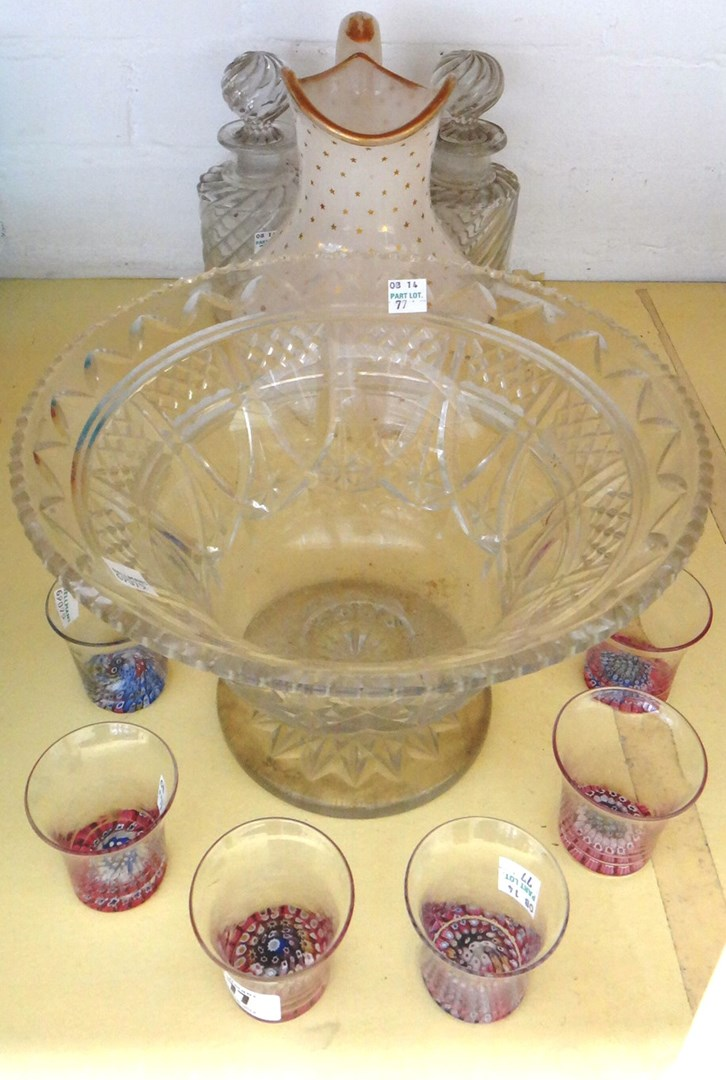 A set of six glasses 20th century each with millifiori