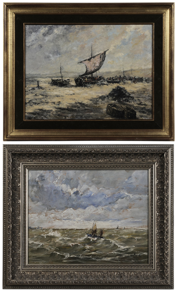 Belgian or Dutch School 20th century Two coastal scenes with