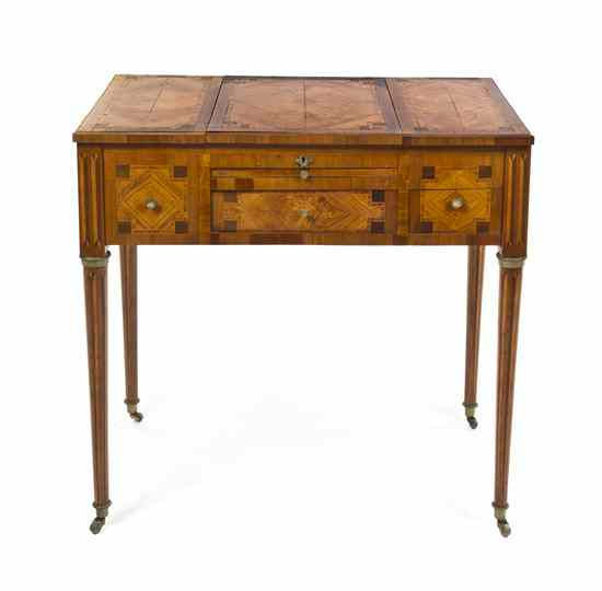 A Louis XVI Fruitwood Tulipwood and Marquetry Poudresse having a