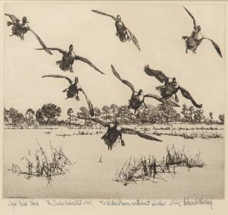 Richard E Bishop 1887 1975 Cape Road Pond 1961signed Richard