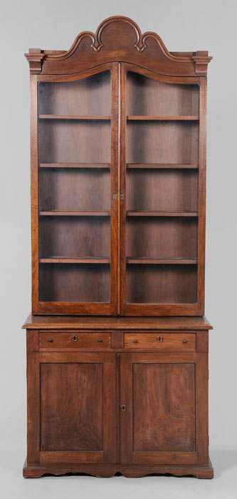 Gothic Revival Walnut Bookcase Cabinet American late 19th century upper