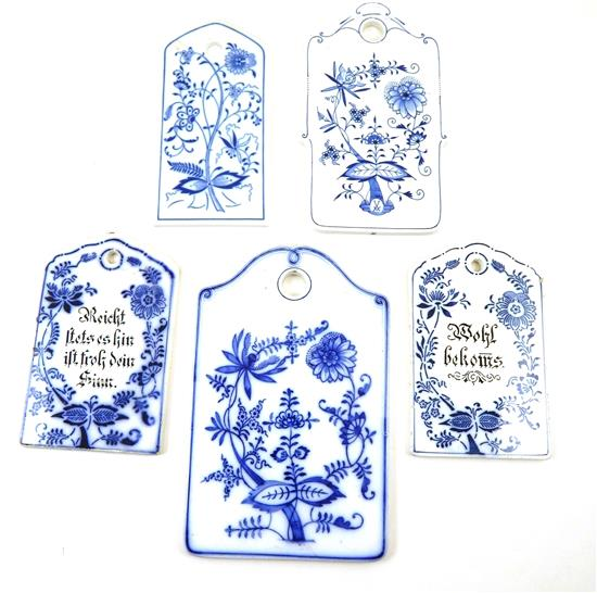 19th 20th C German Blue Onion pattern tablet form wall