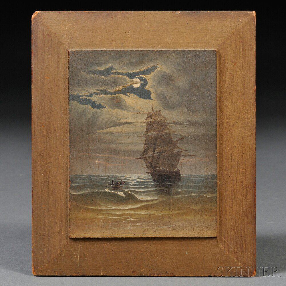 Wendell Macy Massachusetts 1845 1913 Moonlight over the Bark Minmanueth