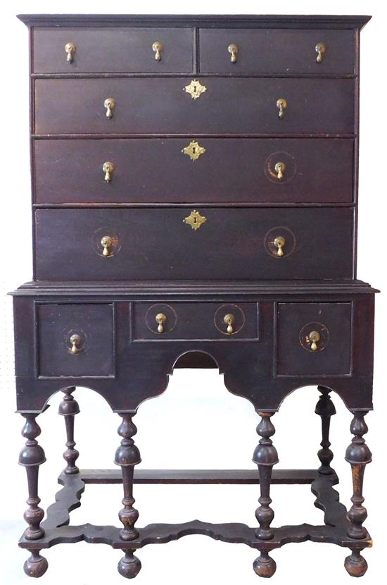 William and Mary highboy c 1690 1720 red hard pine