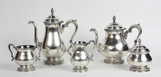 lot of 5 American International Silver Company hot beverage service