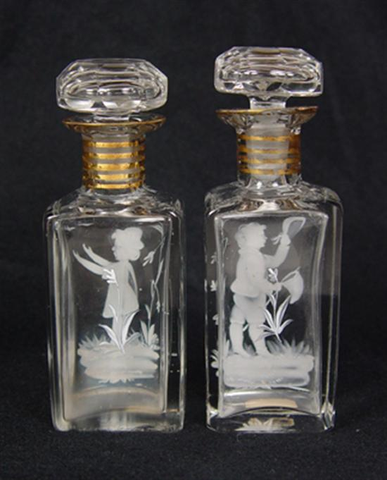 Pair of Mary Gregory Style Scent Bottles Each decorated with