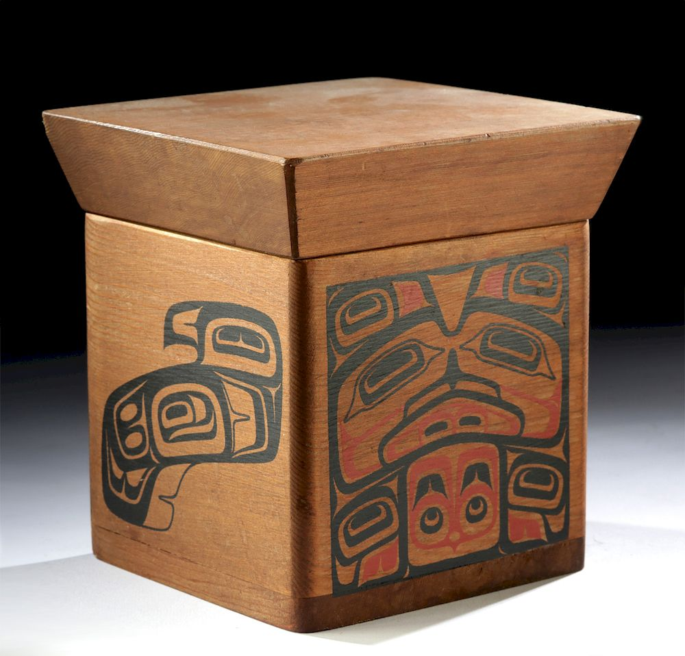 20th C Pacific Northwest Yellow Cedar Box Native American First