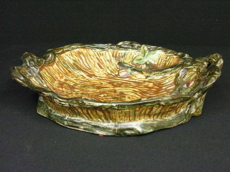 LARGE WELLER WARWICK CONSOLE BOWL pinhead glaze pop inside original