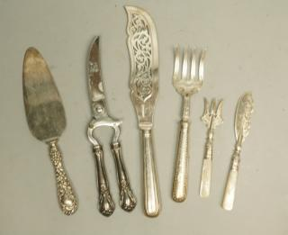 6pc Antique Hallmarked Silver Sterling Serving Pi 6pc Antique Hallmarked