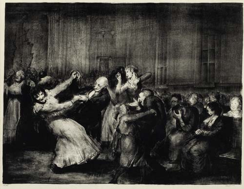 GEORGE BELLOWS Dance in a Madhouse Lithograph on thin wove