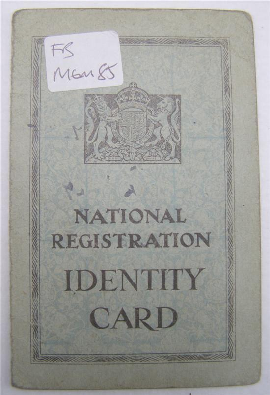 Peter Lacy National Registration Identity Card No YD1P2472725 stamped with