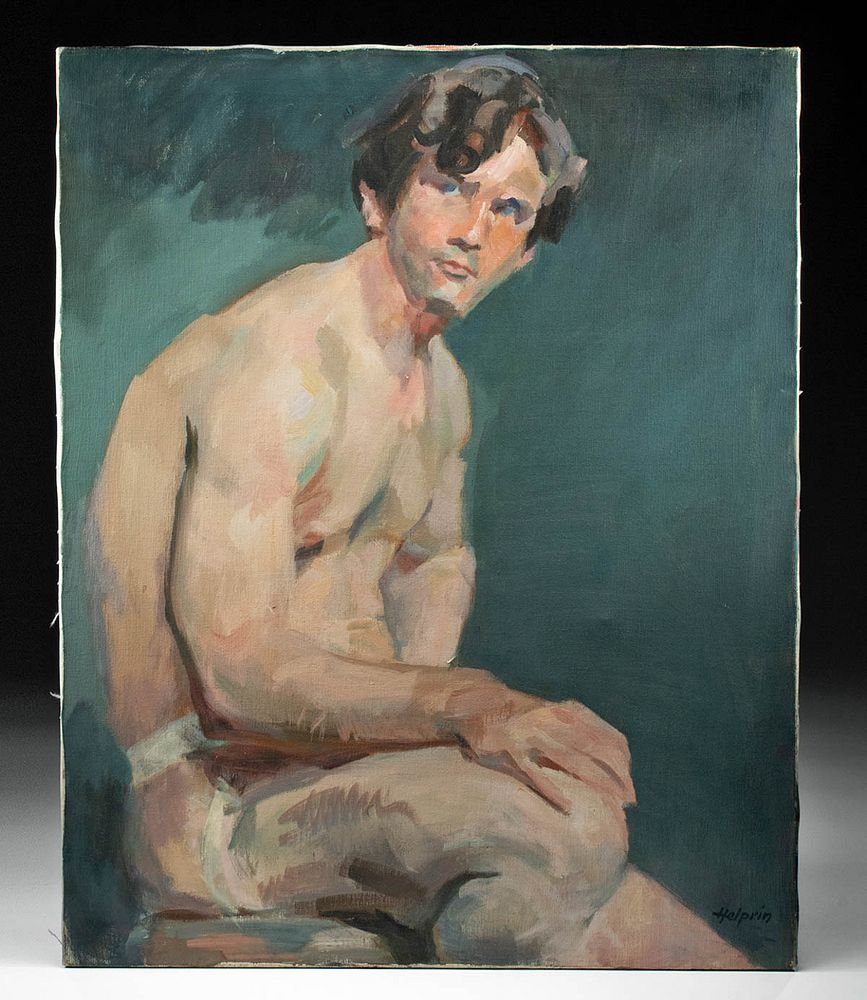 Helprin Draper Student Painting of Nude Male 1960s Henry Helprin