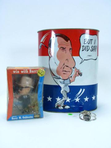 Group of Vintage Political Novelties including Barry Goldwater Remco dashboard
