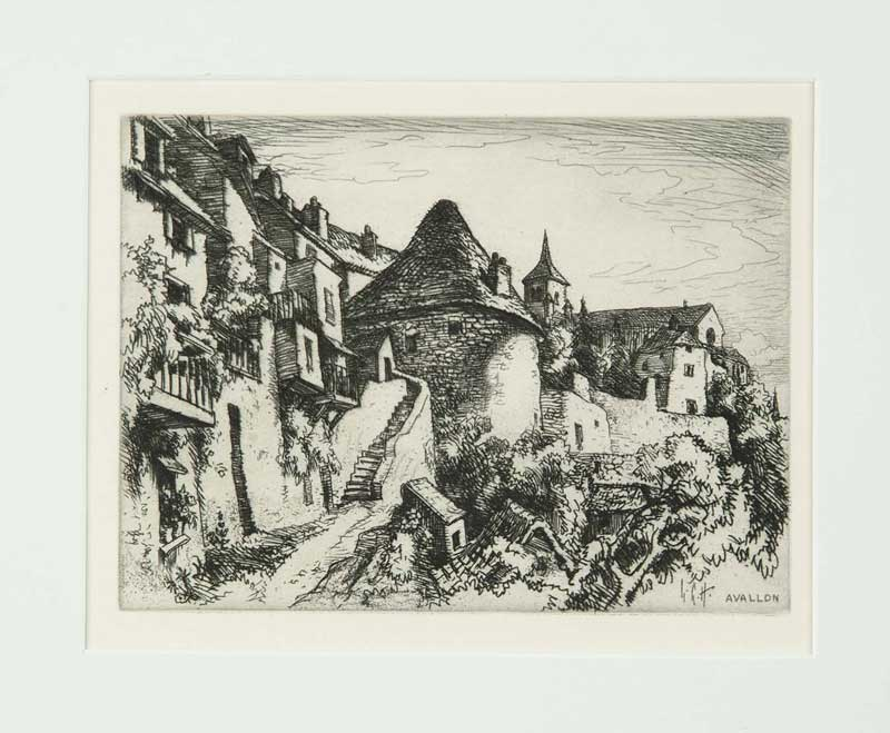LESTER GEORGE HORNBY American 1882 1956 AVALLON FRANCE Engraving on