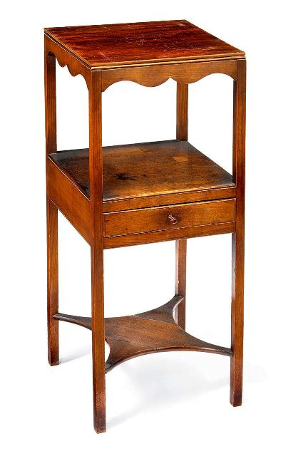 A George III mahogany night table the square removable top