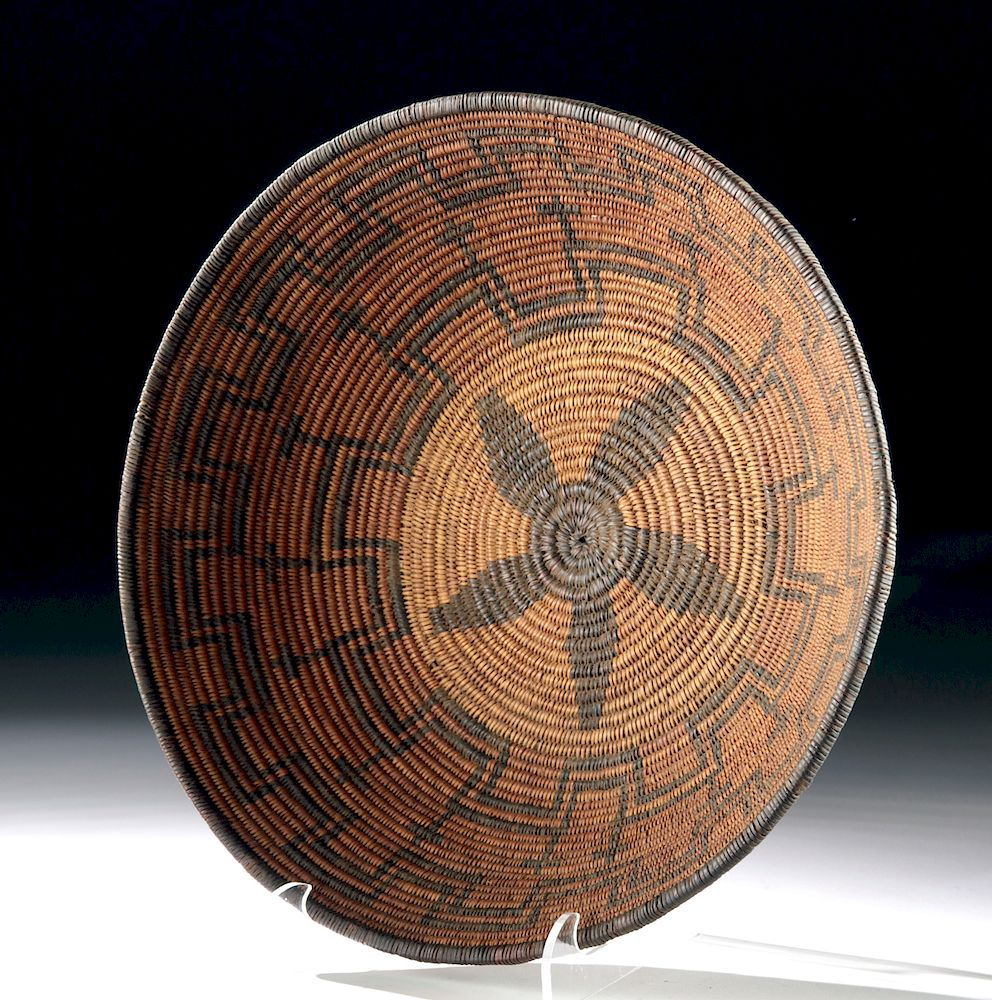 19th C Native American Apache Basket Tray ex Museum North