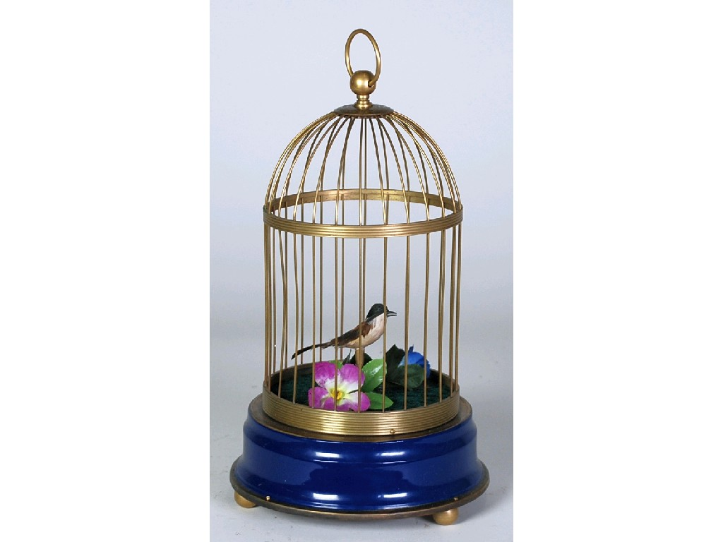 MODERN BIRD IN A CAGE AUTOMATON 12 30 5cm high