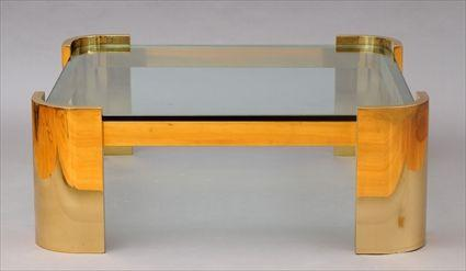 Modern Brass and Glass Coffee Table 18 3 4 x