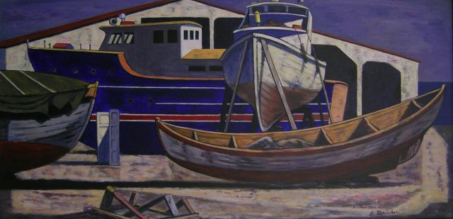 Edmund Brucker IN 1912 1999 18 x 36 Acrylic on