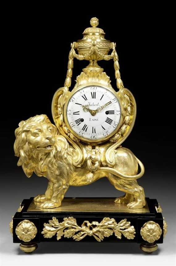 IMPORTANT CLOCK AU LION Louis XVI model by J J