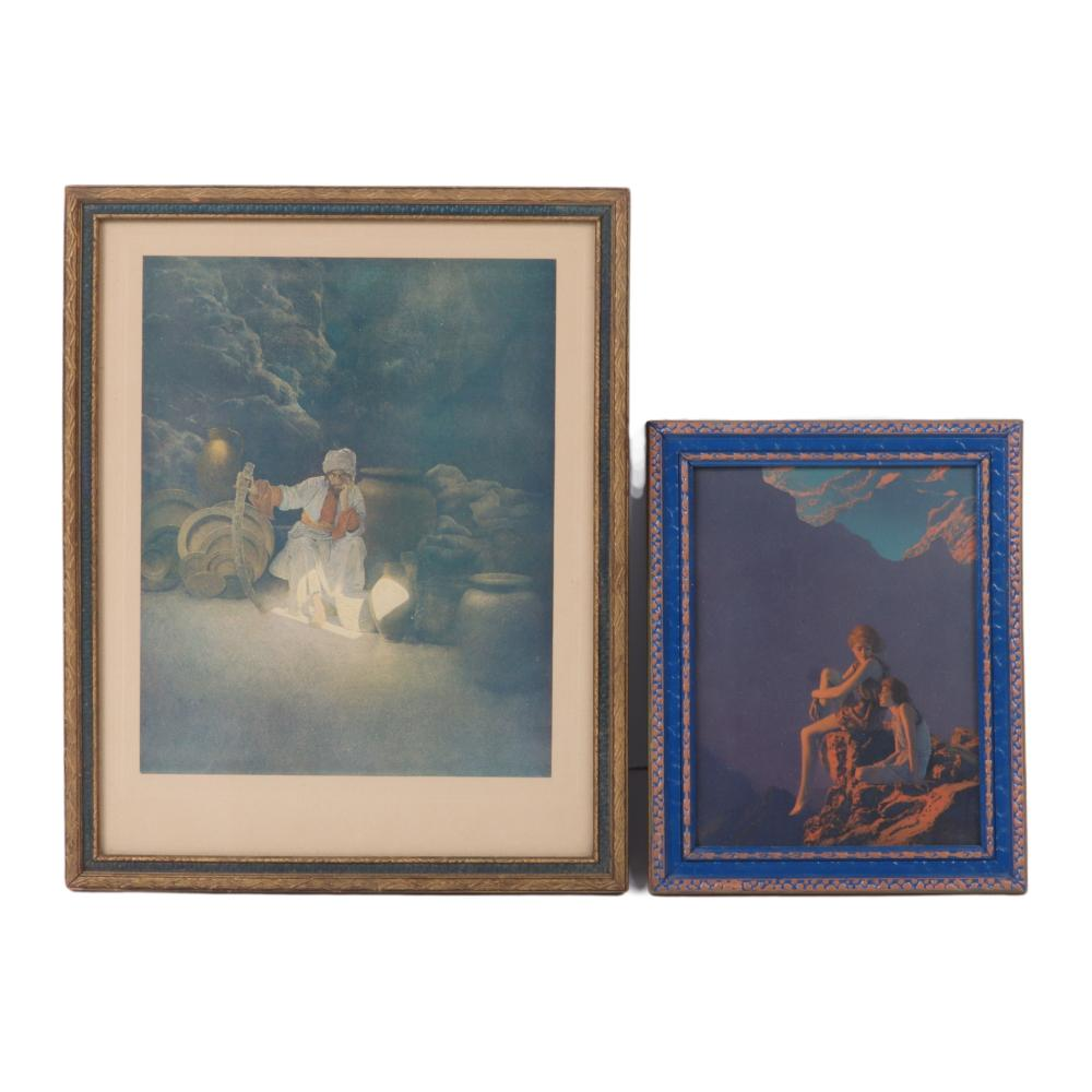 TWO MAXFIELD PARRISH CHROMOLITHOGRAPHS ALI BABA AND CONTENTMENT 11 H