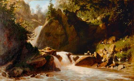 GIRARDET KARL Le Locle 1813 1871 Paris Mountain landscape with