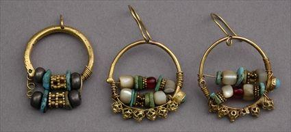 Pair of Gold Wire and Bead Earrings together with a