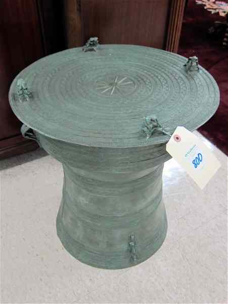 PATINATED BRONZE RAIN DRUM in the manner of the Shan