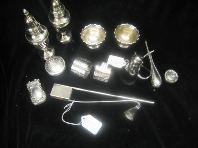 12 Pc Lot of Sterling Silverplate Smalls match safe salts