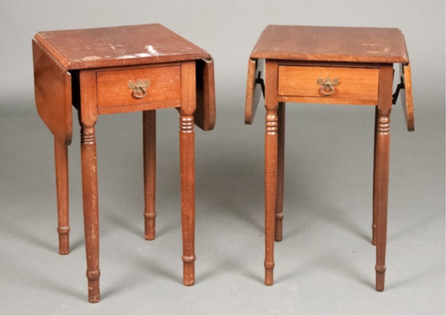 Pair of Sheraton Drop Leaf Side Tables Folding drop leaf