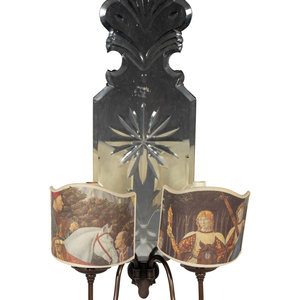 A Venetian Etched Glass Two Light Sconce 20th Century Height