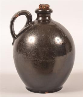 PA 19th Century Redware Manganese Glazed Jug Pennsylvania 19th Century