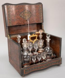 Sormani French burled Cave a Liqueur set Napoleon style tantalus