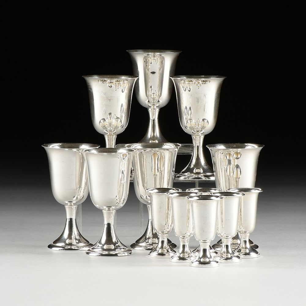 A GROUP OF NINETEEN AMERICAN STERLING SILVER LIQUEUR CUPS VARIOUS