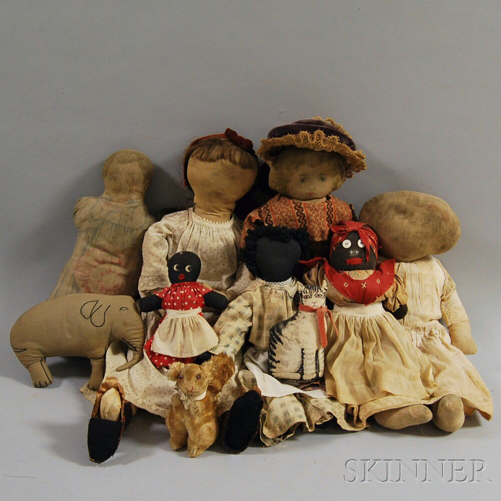 Group of Cloth Dolls and Stuffed Animals including a small