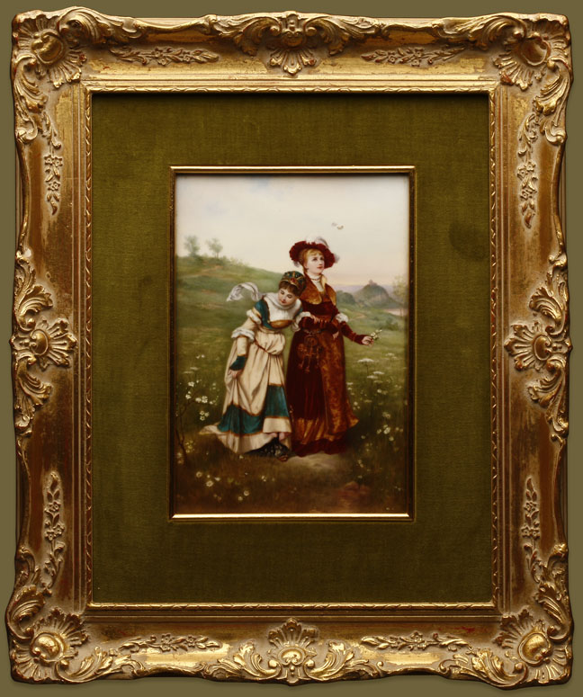 A Berlin KPM porcelain plaque women in landscape A Berlin