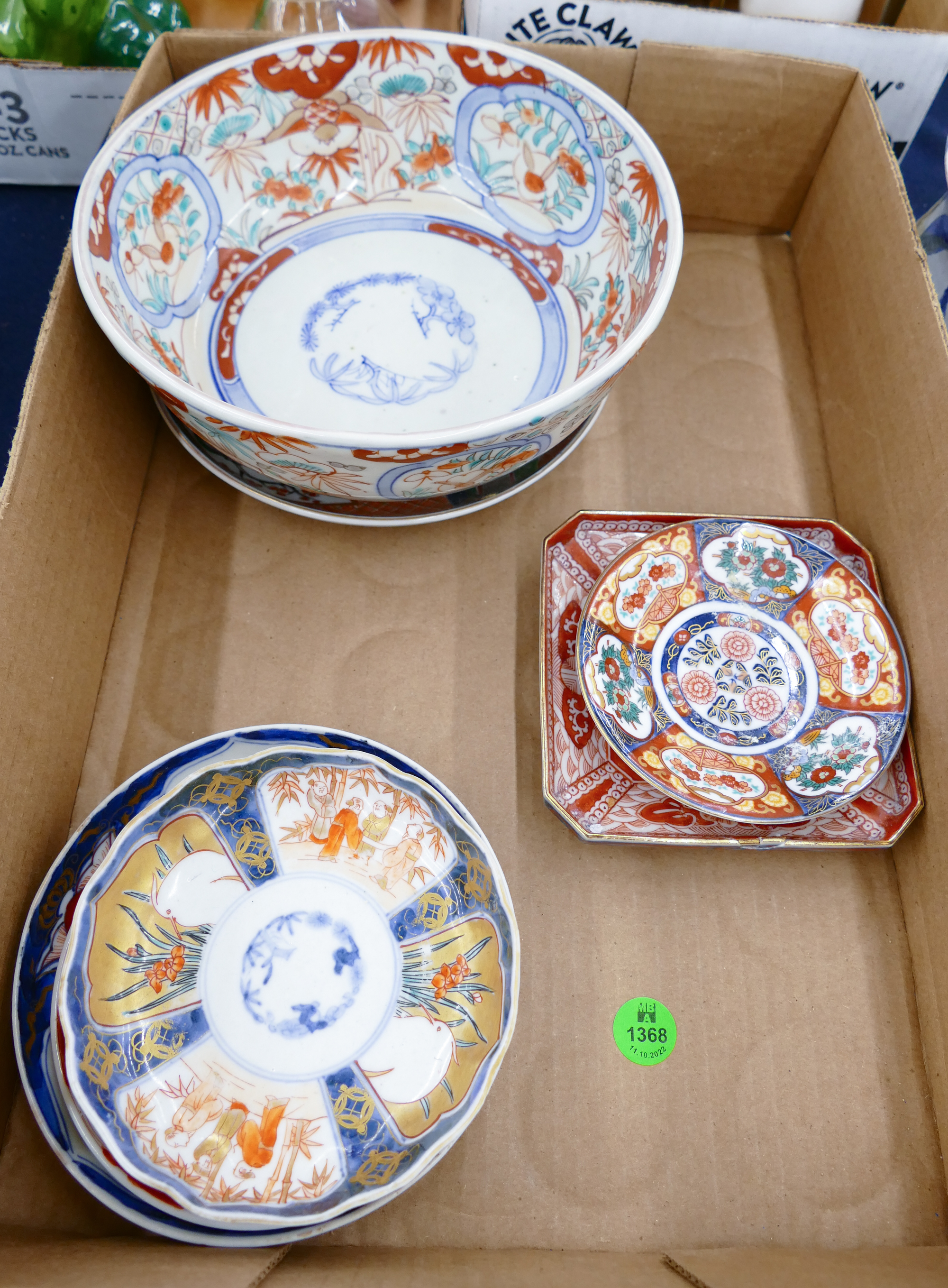 Box Old Japanese Imari Wares 7pc