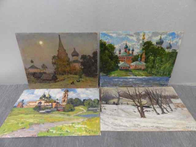 KOROBOV V A 4 Russian Oils on Board Pereslar Zalleskys