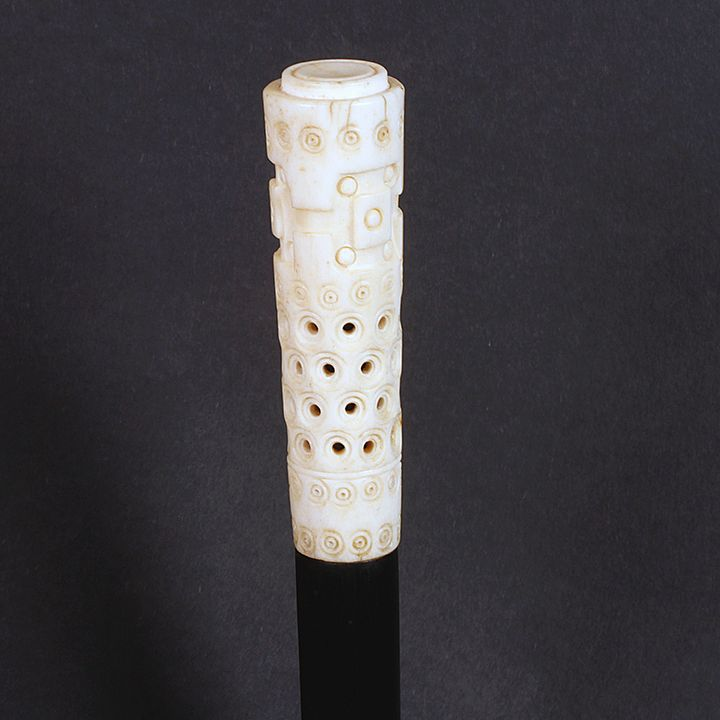 Bone Dress Cane Ca 1920 A carved Asian bone handle