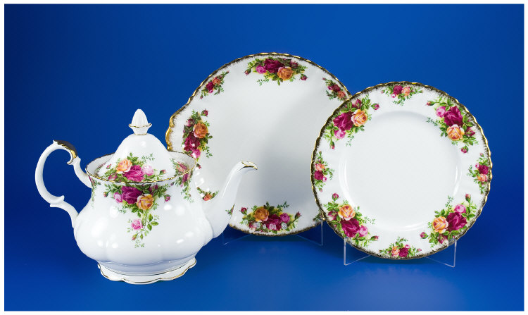 Country Roses Tea Set 25 pieces comprising cups and saucers